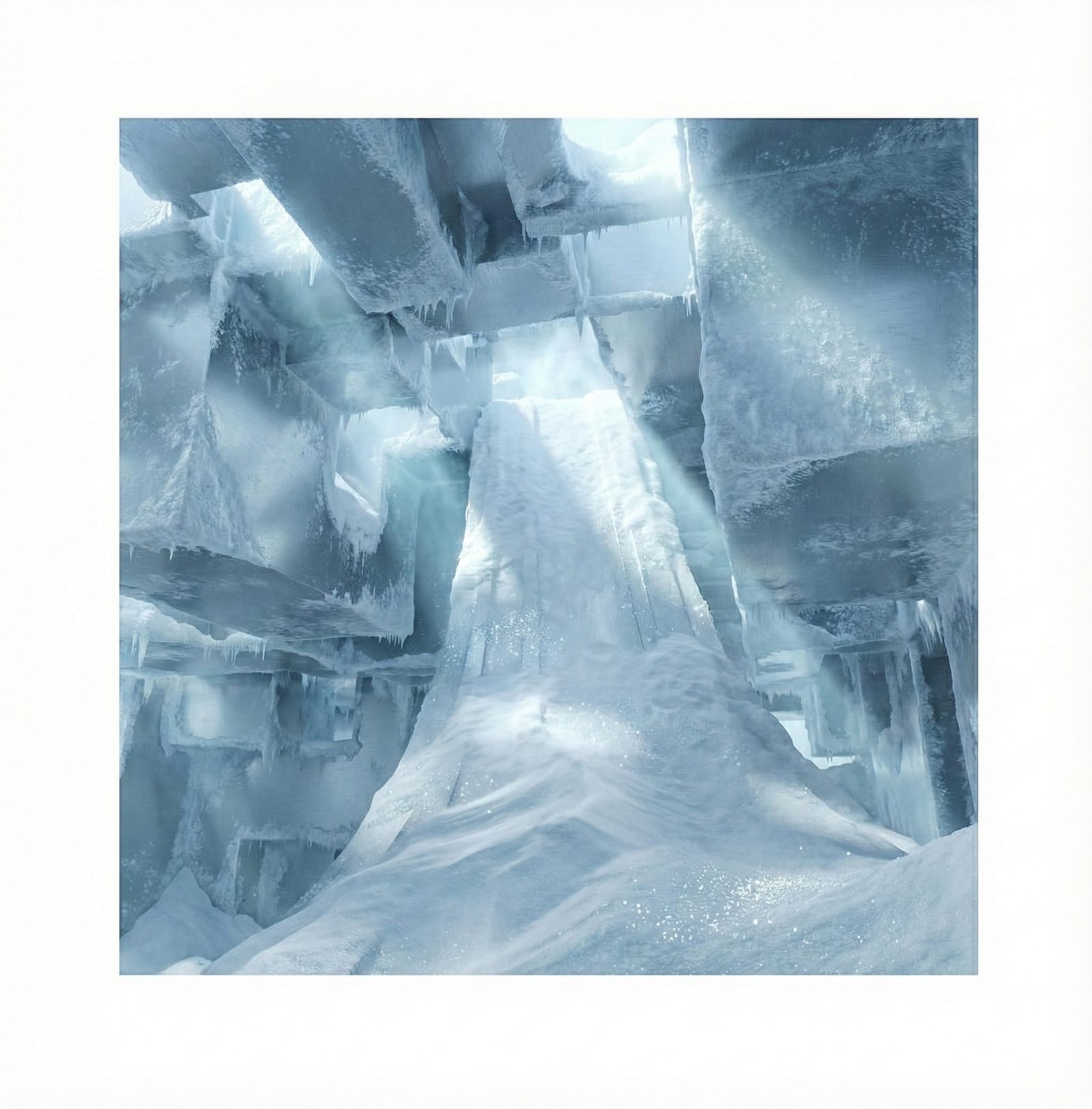 Арктическая камера, выросшая за ночь внутри алюминиевой комнаты: ледяная пещера к утру